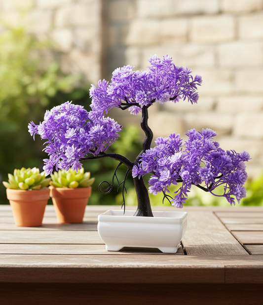 Artificial Tree with White Pot Attractive Look – Purple Color | Home Décor |