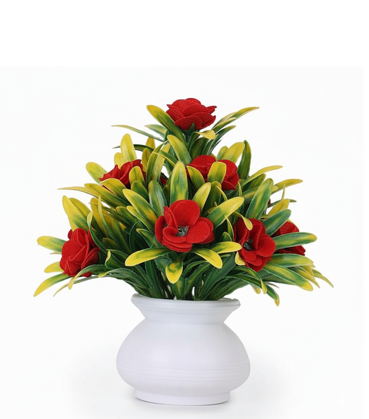 Yellow & Green Mix Artificial Plant with White Pot – Click Bazaar India