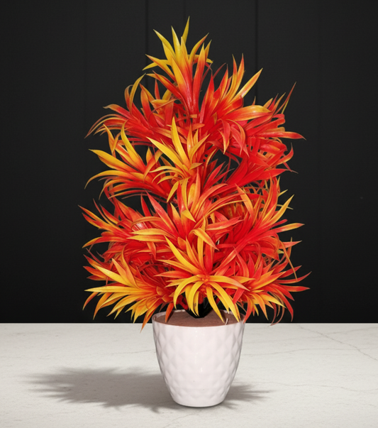 Beautiful Artificial Flowers with White Pot – Orange Color Click Bazaar India