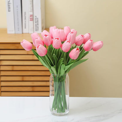 CosaCentrum Beautiful Decorative Artificial Tulip Flower Bunches for Home décor (Baby Pink, Pack of 11)