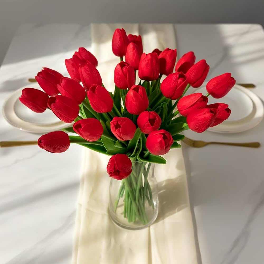 CosaCentrum Beautiful Decorative Artificial Tulip Flower Bunches for Home décor (Baby Pink, Pack of 11)