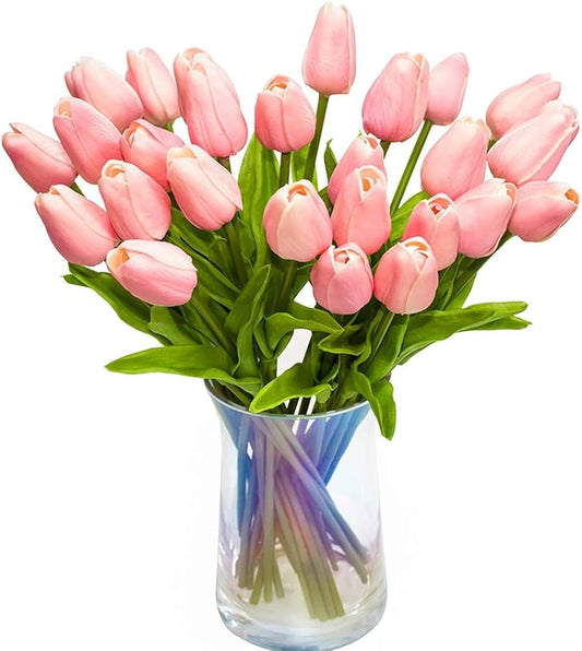 CosaCentrum Beautiful Decorative Artificial Tulip Flower Bunches for Home décor (Baby Pink, Pack of 11)