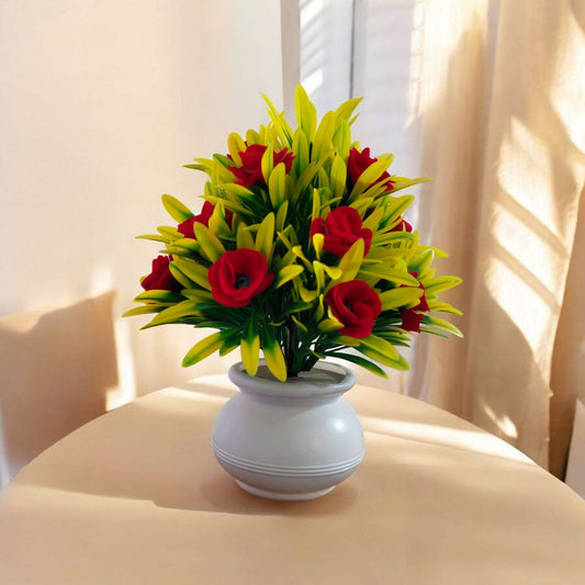 Yellow & Green Mix Artificial Plant with White Pot – Click Bazaar India