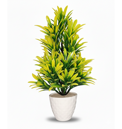 Premium Artificial Yellow & Green Mix Tree with White Pot – Home Décor