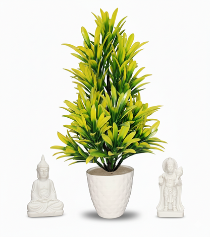 Premium Artificial Yellow & Green Mix Tree with White Pot – Home Décor