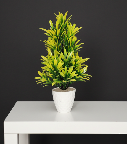 Premium Artificial Yellow & Green Mix Tree with White Pot – Home Décor