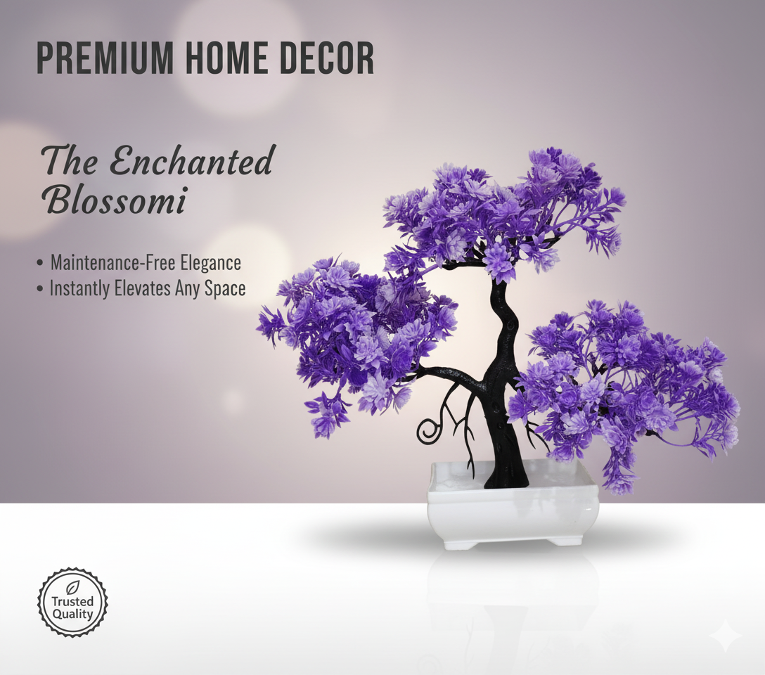 Artificial Tree with White Pot Attractive Look – Purple Color | Home Décor |