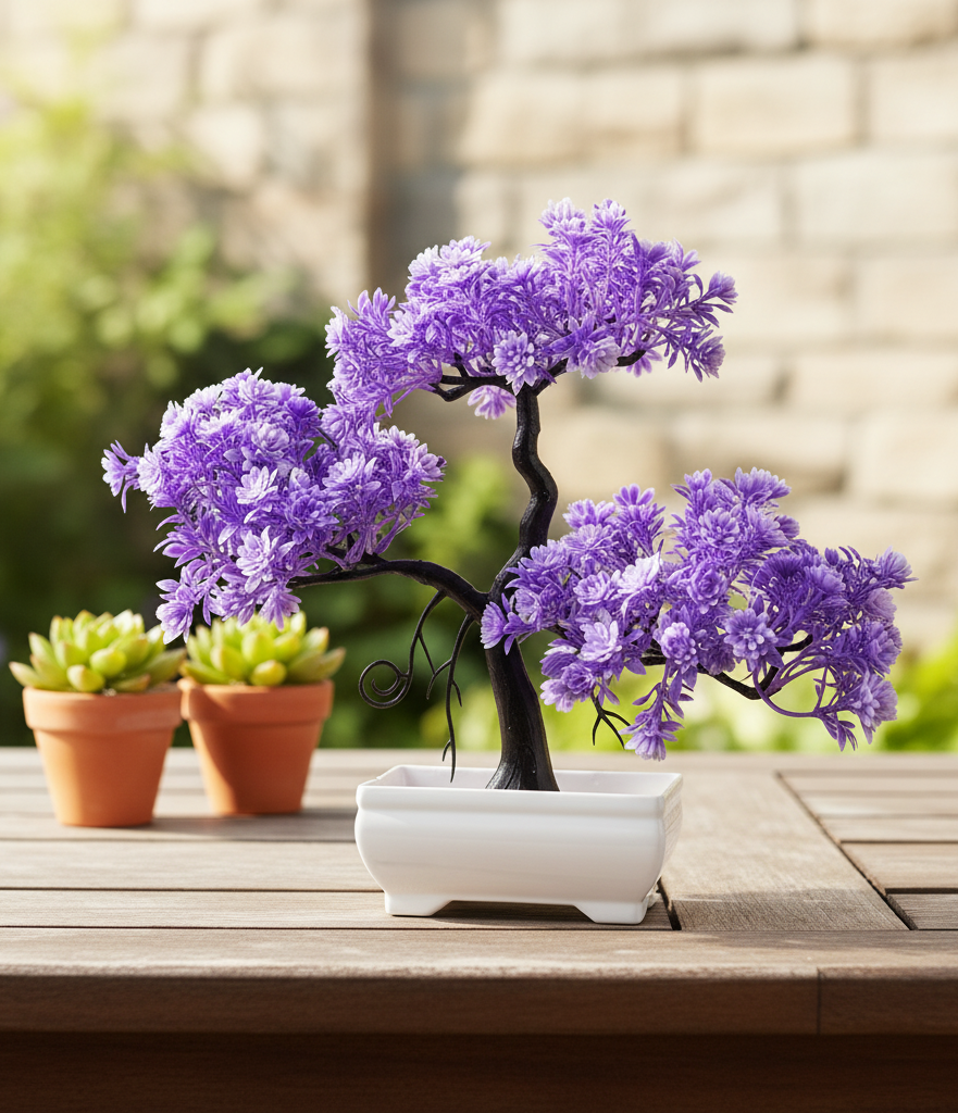 Artificial Tree with White Pot Attractive Look – Purple Color | Home Décor |