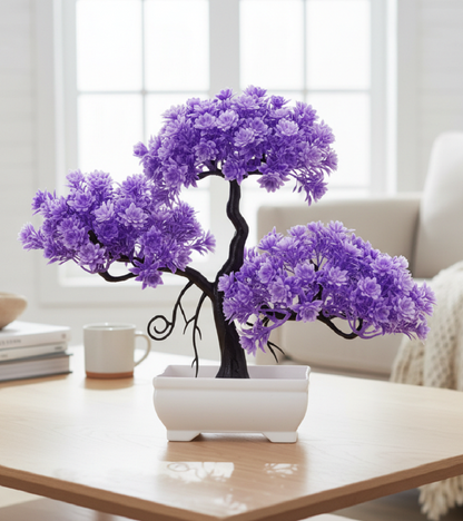Artificial Tree with White Pot Attractive Look – Purple Color | Home Décor |